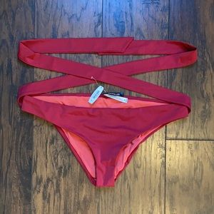 Adore Me Red Wrap Tie Bikini Bottom